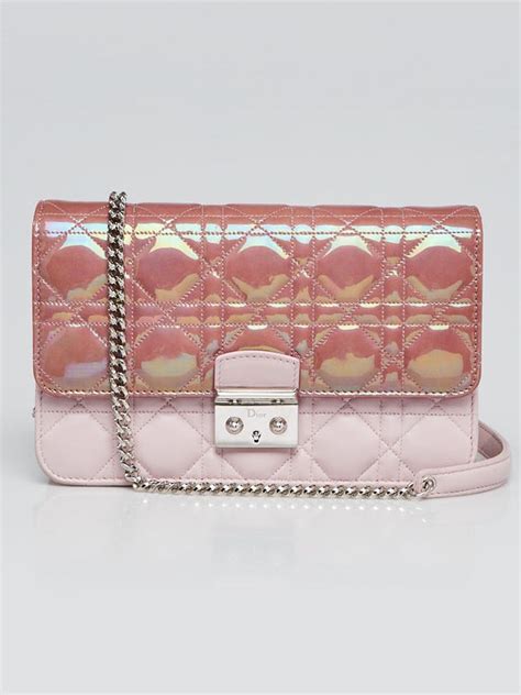 Pink Iridescent Leather/Patent Leather Cannage Quilted Miss 